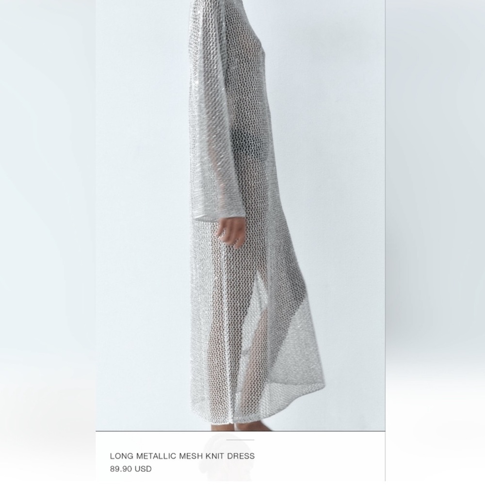 RARE Zara silver metallic dress size small